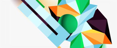 Moda 3d geometrik kompozisyon, iş veya teknoloji sunumu için tasarım şablonu, İnternet posteri veya web broşürü kapağı