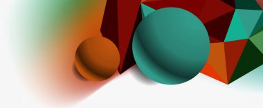 Moda 3d geometrik kompozisyon, iş veya teknoloji sunumu için tasarım şablonu, İnternet posteri veya web broşürü kapağı