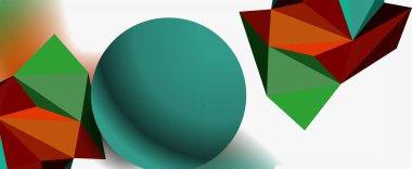 Moda 3d geometrik kompozisyon, iş veya teknoloji sunumu için tasarım şablonu, İnternet posteri veya web broşürü kapağı