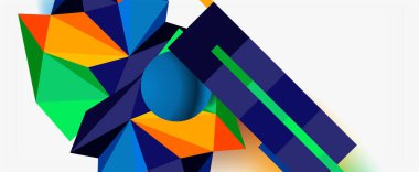 Moda 3d geometrik kompozisyon, iş veya teknoloji sunumu için tasarım şablonu, İnternet posteri veya web broşürü kapağı