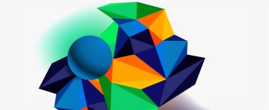 Moda 3d geometrik kompozisyon, iş veya teknoloji sunumu için tasarım şablonu, İnternet posteri veya web broşürü kapağı