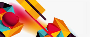 Moda 3d geometrik kompozisyon, iş veya teknoloji sunumu için tasarım şablonu, İnternet posteri veya web broşürü kapağı