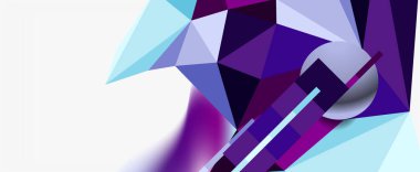 Moda 3d geometrik kompozisyon, iş veya teknoloji sunumu için tasarım şablonu, İnternet posteri veya web broşürü kapağı