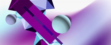 Moda 3d geometrik kompozisyon, iş veya teknoloji sunumu için tasarım şablonu, İnternet posteri veya web broşürü kapağı