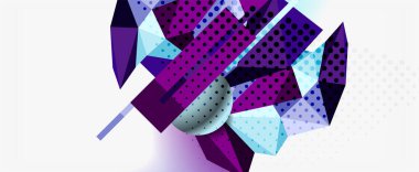 Moda 3d geometrik kompozisyon, iş veya teknoloji sunumu için tasarım şablonu, İnternet posteri veya web broşürü kapağı