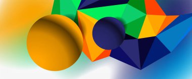 Moda 3d geometrik kompozisyon, iş veya teknoloji sunumu için tasarım şablonu, İnternet posteri veya web broşürü kapağı