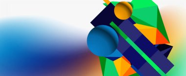 Moda 3d geometrik kompozisyon, iş veya teknoloji sunumu için tasarım şablonu, İnternet posteri veya web broşürü kapağı