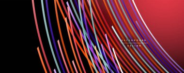 Soyut renkli çizgiler vektör arkaplanı. İnternet, büyük veri ve teknoloji bağlantıları kavramı, soyut şablon