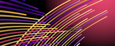 Soyut renkli çizgiler vektör arkaplanı. İnternet, büyük veri ve teknoloji bağlantıları kavramı, soyut şablon