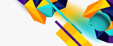 Moda 3d geometrik kompozisyon, iş veya teknoloji sunumu için tasarım şablonu, İnternet posteri veya web broşürü kapağı
