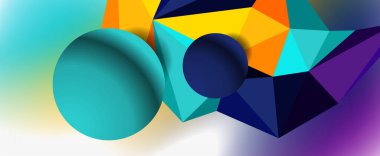 Moda 3d geometrik kompozisyon, iş veya teknoloji sunumu için tasarım şablonu, İnternet posteri veya web broşürü kapağı