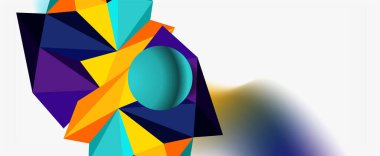 Moda 3d geometrik kompozisyon, iş veya teknoloji sunumu için tasarım şablonu, İnternet posteri veya web broşürü kapağı