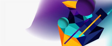 Moda 3d geometrik kompozisyon, iş veya teknoloji sunumu için tasarım şablonu, İnternet posteri veya web broşürü kapağı