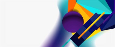 Moda 3d geometrik kompozisyon, iş veya teknoloji sunumu için tasarım şablonu, İnternet posteri veya web broşürü kapağı