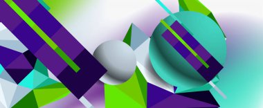 Moda 3d geometrik kompozisyon, iş veya teknoloji sunumu için tasarım şablonu, İnternet posteri veya web broşürü kapağı