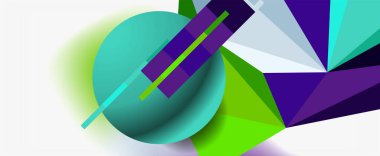 Moda 3d geometrik kompozisyon, iş veya teknoloji sunumu için tasarım şablonu, İnternet posteri veya web broşürü kapağı