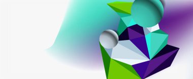 Moda 3d geometrik kompozisyon, iş veya teknoloji sunumu için tasarım şablonu, İnternet posteri veya web broşürü kapağı