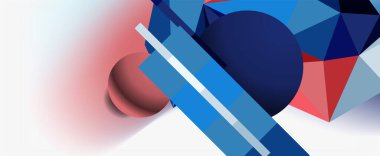 Moda 3d geometrik kompozisyon, iş veya teknoloji sunumu için tasarım şablonu, İnternet posteri veya web broşürü kapağı