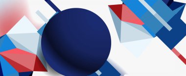 Moda 3d geometrik kompozisyon, iş veya teknoloji sunumu için tasarım şablonu, İnternet posteri veya web broşürü kapağı