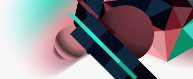 Moda 3d geometrik kompozisyon, iş veya teknoloji sunumu için tasarım şablonu, İnternet posteri veya web broşürü kapağı