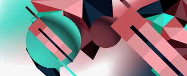 Moda 3d geometrik kompozisyon, iş veya teknoloji sunumu için tasarım şablonu, İnternet posteri veya web broşürü kapağı