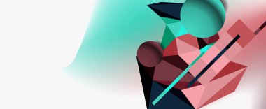 Moda 3d geometrik kompozisyon, iş veya teknoloji sunumu için tasarım şablonu, İnternet posteri veya web broşürü kapağı