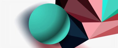 Moda 3d geometrik kompozisyon, iş veya teknoloji sunumu için tasarım şablonu, İnternet posteri veya web broşürü kapağı