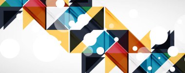 Geometrik soyut arkaplan. Tekno renk üçgen şekilleri. Kapaklar, afişler, el ilanları ve posterler ve diğer tasarımlar için vektör illüstrasyonu