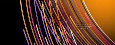 Soyut renkli çizgiler vektör arkaplanı. İnternet, büyük veri ve teknoloji bağlantıları kavramı, soyut şablon