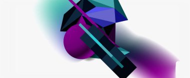 Moda 3d geometrik kompozisyon, iş veya teknoloji sunumu için tasarım şablonu, İnternet posteri veya web broşürü kapağı