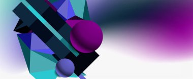 Moda 3d geometrik kompozisyon, iş veya teknoloji sunumu için tasarım şablonu, İnternet posteri veya web broşürü kapağı