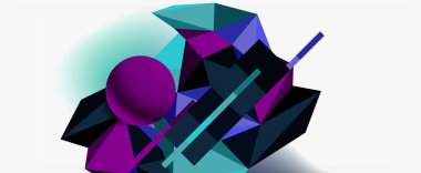 Moda 3d geometrik kompozisyon, iş veya teknoloji sunumu için tasarım şablonu, İnternet posteri veya web broşürü kapağı