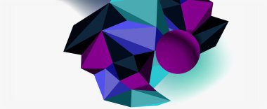 Moda 3d geometrik kompozisyon, iş veya teknoloji sunumu için tasarım şablonu, İnternet posteri veya web broşürü kapağı