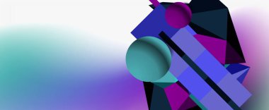 Moda 3d geometrik kompozisyon, iş veya teknoloji sunumu için tasarım şablonu, İnternet posteri veya web broşürü kapağı