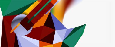 Moda 3d geometrik kompozisyon, iş veya teknoloji sunumu için tasarım şablonu, İnternet posteri veya web broşürü kapağı