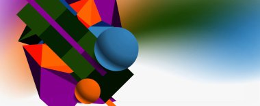 Moda 3d geometrik kompozisyon, iş veya teknoloji sunumu için tasarım şablonu, İnternet posteri veya web broşürü kapağı