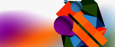 Moda 3d geometrik kompozisyon, iş veya teknoloji sunumu için tasarım şablonu, İnternet posteri veya web broşürü kapağı