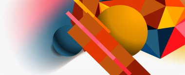 Moda 3d geometrik kompozisyon, iş veya teknoloji sunumu için tasarım şablonu, İnternet posteri veya web broşürü kapağı
