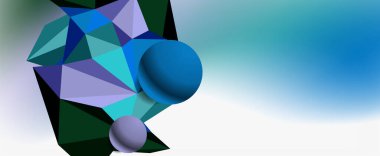 Moda 3d geometrik kompozisyon, iş veya teknoloji sunumu için tasarım şablonu, İnternet posteri veya web broşürü kapağı