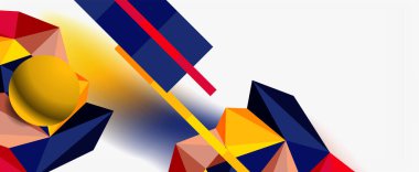Moda 3d geometrik kompozisyon, iş veya teknoloji sunumu için tasarım şablonu, İnternet posteri veya web broşürü kapağı