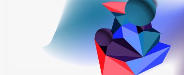 Moda 3d geometrik kompozisyon, iş veya teknoloji sunumu için tasarım şablonu, İnternet posteri veya web broşürü kapağı