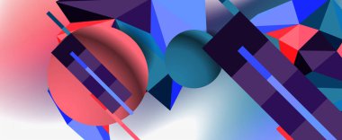 Moda 3d geometrik kompozisyon, iş veya teknoloji sunumu için tasarım şablonu, İnternet posteri veya web broşürü kapağı