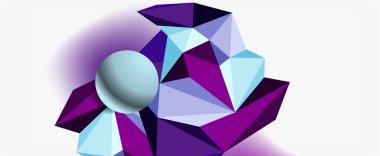 Moda 3d geometrik kompozisyon, iş veya teknoloji sunumu için tasarım şablonu, İnternet posteri veya web broşürü kapağı