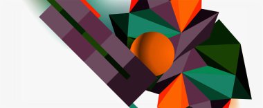 Moda 3d geometrik kompozisyon, iş veya teknoloji sunumu için tasarım şablonu, İnternet posteri veya web broşürü kapağı