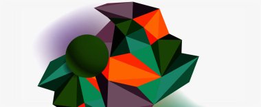 Moda 3d geometrik kompozisyon, iş veya teknoloji sunumu için tasarım şablonu, İnternet posteri veya web broşürü kapağı