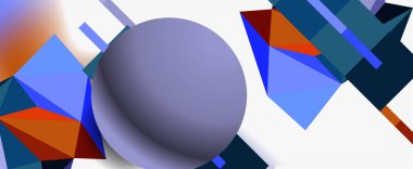 Moda 3d geometrik kompozisyon, iş veya teknoloji sunumu için tasarım şablonu, İnternet posteri veya web broşürü kapağı