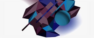 Moda 3d geometrik kompozisyon, iş veya teknoloji sunumu için tasarım şablonu, İnternet posteri veya web broşürü kapağı