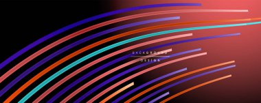 Soyut renkli çizgiler vektör arkaplanı. İnternet, büyük veri ve teknoloji bağlantıları kavramı, soyut şablon