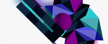 Moda 3d geometrik kompozisyon, iş veya teknoloji sunumu için tasarım şablonu, İnternet posteri veya web broşürü kapağı