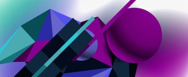 Moda 3d geometrik kompozisyon, iş veya teknoloji sunumu için tasarım şablonu, İnternet posteri veya web broşürü kapağı